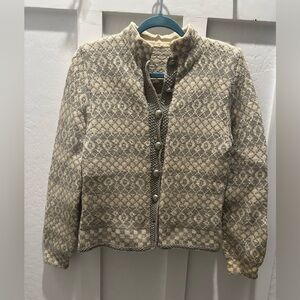 Handmade wool sweater - Gray and‎ Cream pattern design